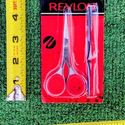 Revlon Accurate Brow Scissors Trimming Kit # 04607 w/Spiral Wand Brush Lot NIP