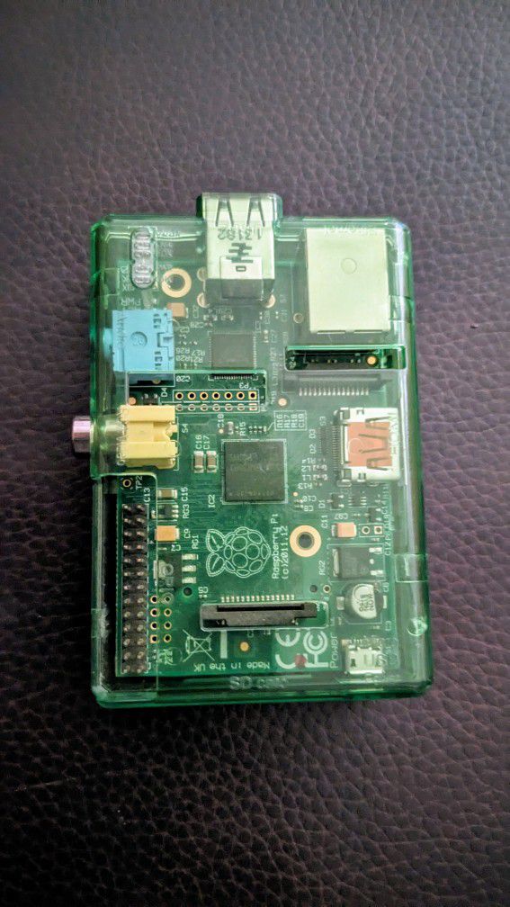 Raspberry Pi 1  Model B Revision 2 - Single Board with green case