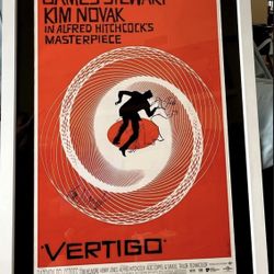 Kim Novak autographed Vertigo full size 1996 movie poster framed JSA