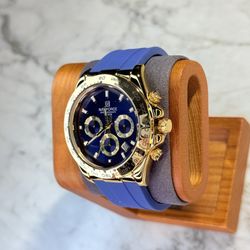 Reloj Force Daytona Blue Dial Gold Edition Chrono Watch New