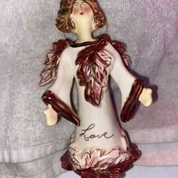 CLAYWORKS BLUE SKY HEATHER GOLDMINC FRIENDSHIP ANGEL BELL 5.5"H x 3" W