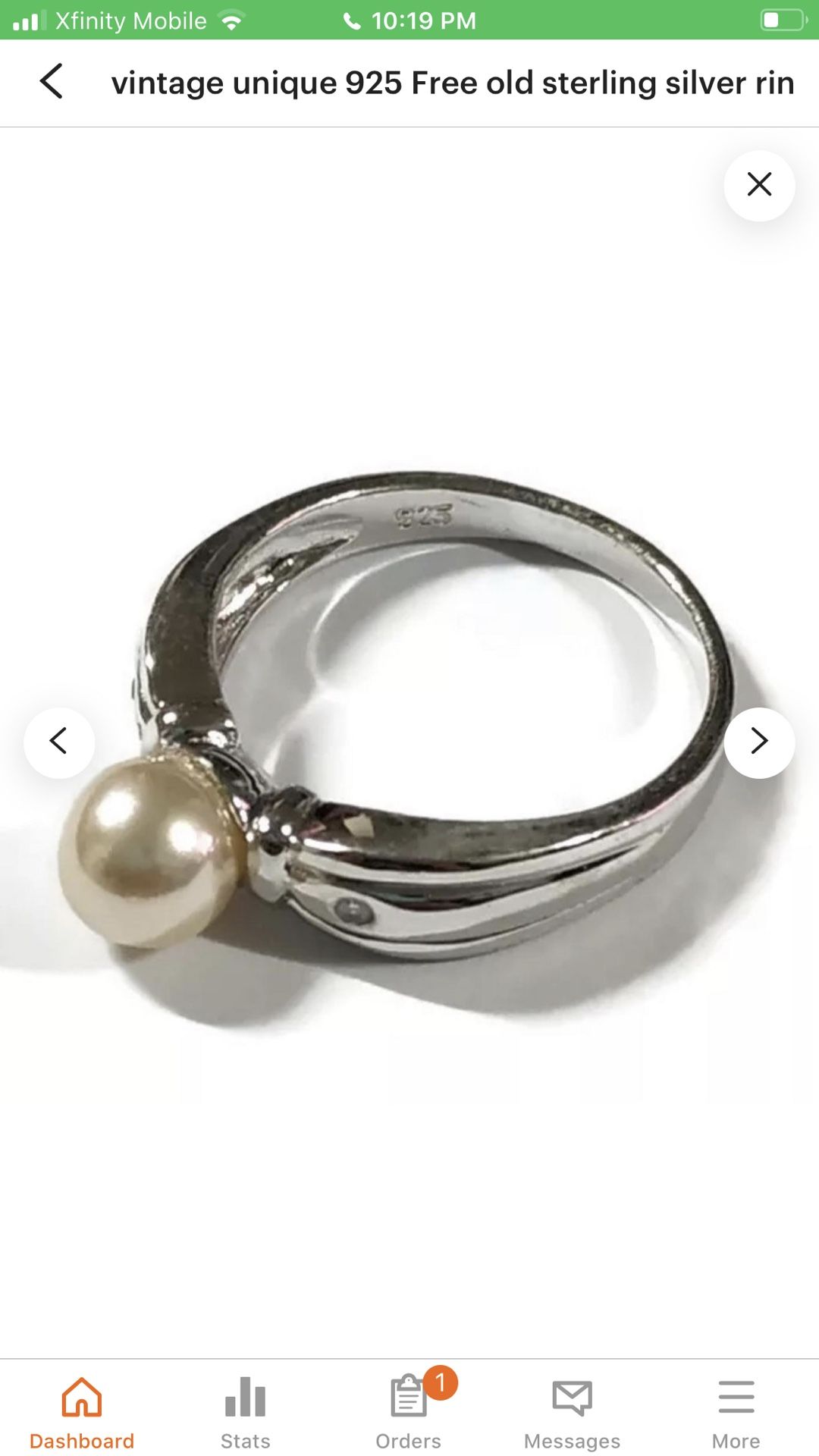 925 Sterling Silver Ring With Pearl