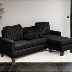 Reversible Black Velvet Sectional 
