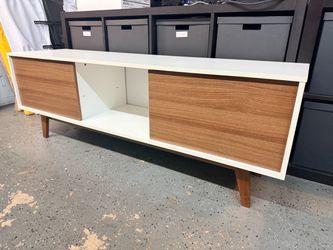Modern White and wood color Mid century TV stand