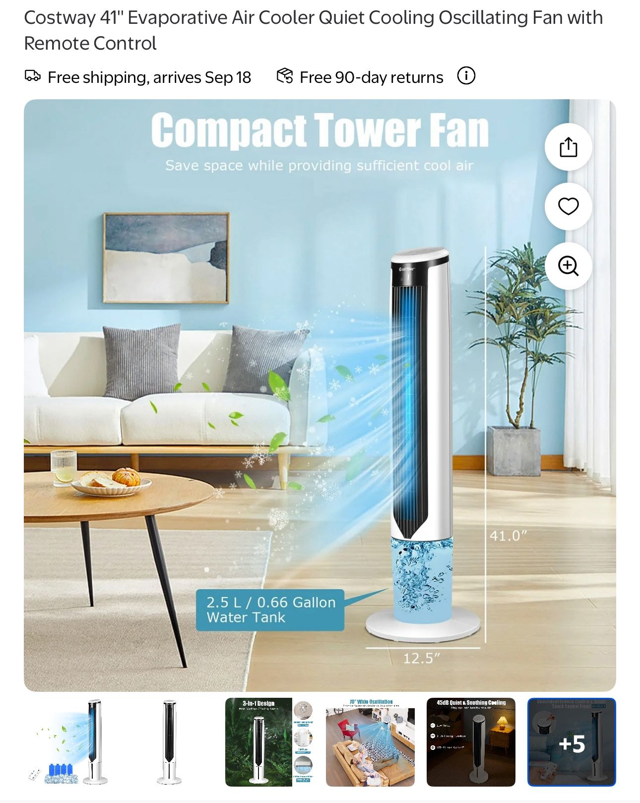 41” Evaporative Tower Fan 