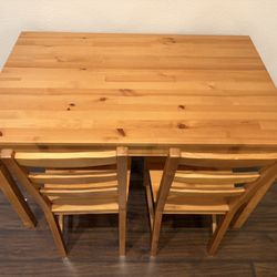 IKEA Dining Table Set (Table + 2 Chairs) – Solid Wood
