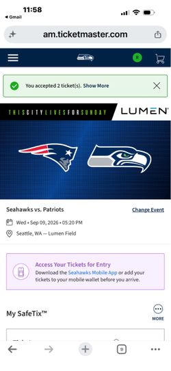 Seahawks tickets.  4