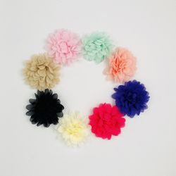Chiffon flower with gold dots, fabric flower for headband