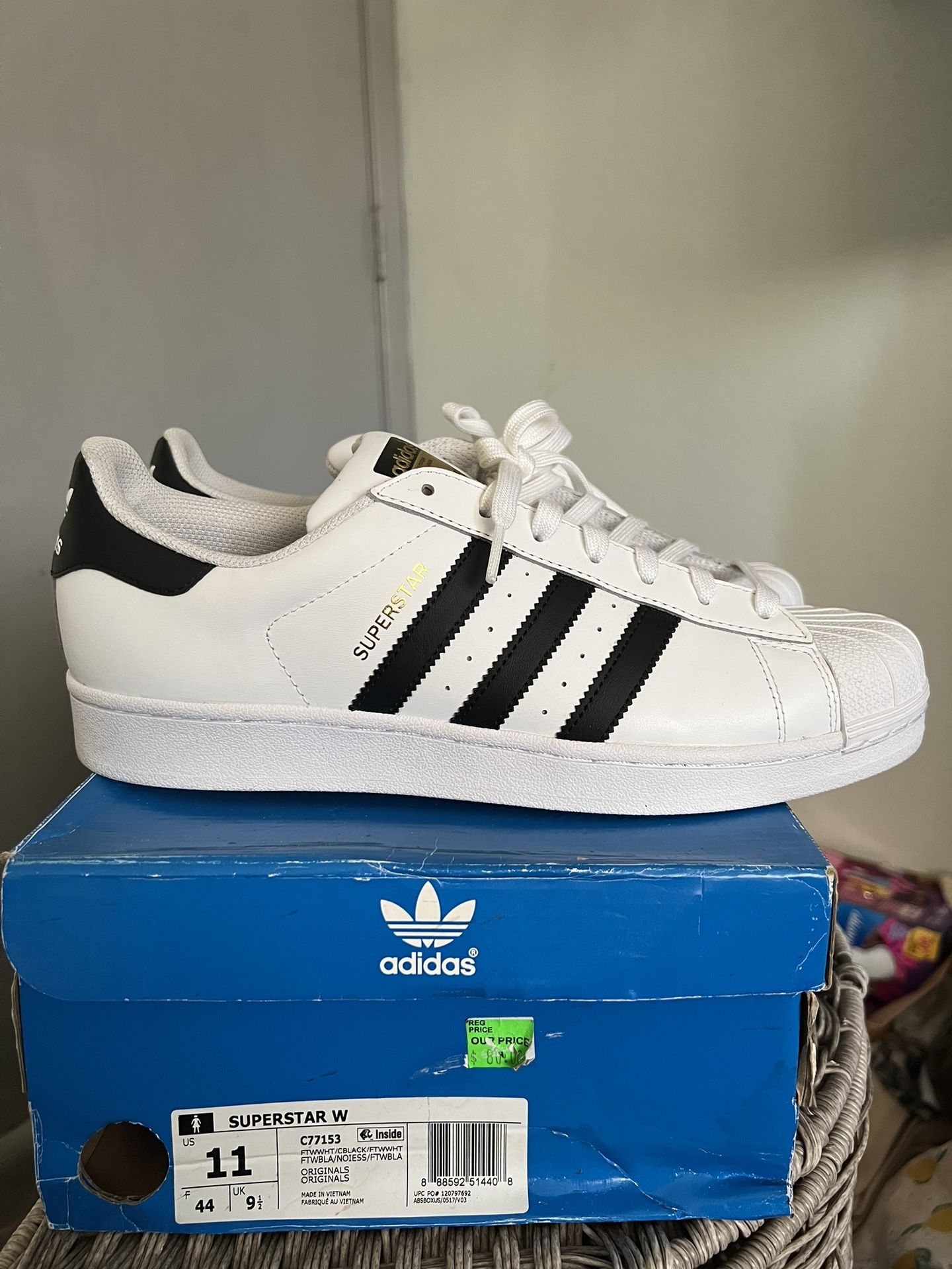 Adidas Superstar White/black 11W/9.5M