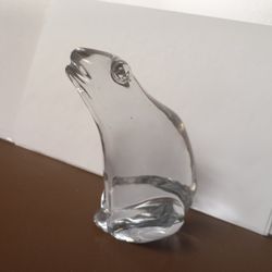 FM Rinneby Signed Art Glass Frog Paperweight Crystal Clear