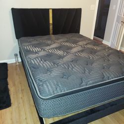 Velvet Bed Frame Set With Mattress
