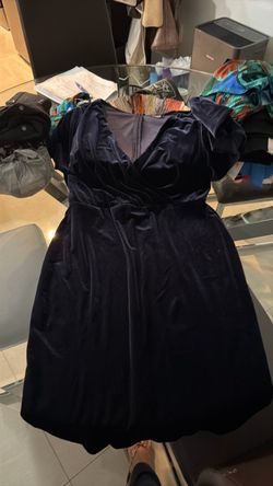 Navy Blue Velvet Dress