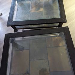 Glass And Stone End Tables 