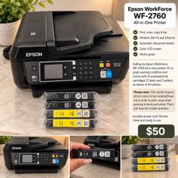 Epson WorkForce WF-2760 All-in-One Wireless Printer + Extra Ink