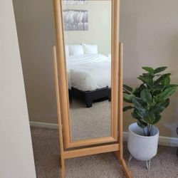 Wooden Pivoting Mirror With Stand