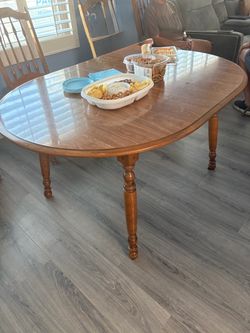 Dining room Table, 6 Chairs solid wood, with center extension