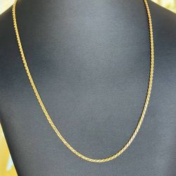 18k solid yellow gold flat rope style 24.5” chain necklace 11.5 g