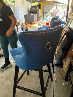 Royal blue dining, high chairs