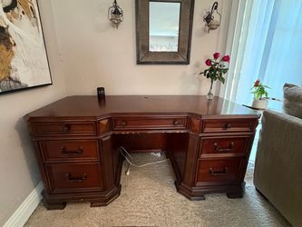 Cherry Wood Executive Desk with Drawers