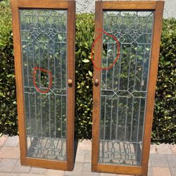 Antique Leaded Glass Door Panels