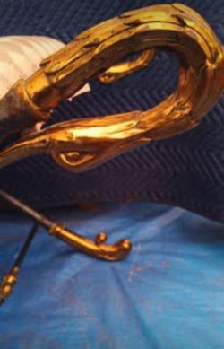 Curule ~ Wrought Iron Bench with Brass Swann Heads