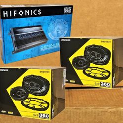 Hifonics Gemini Series Power Amplifier 4 Channel Speaker System Kicker 6x9" 3-Way Coaxial Speaker System 720 Watts 🚨 Payment Options Available 🚨