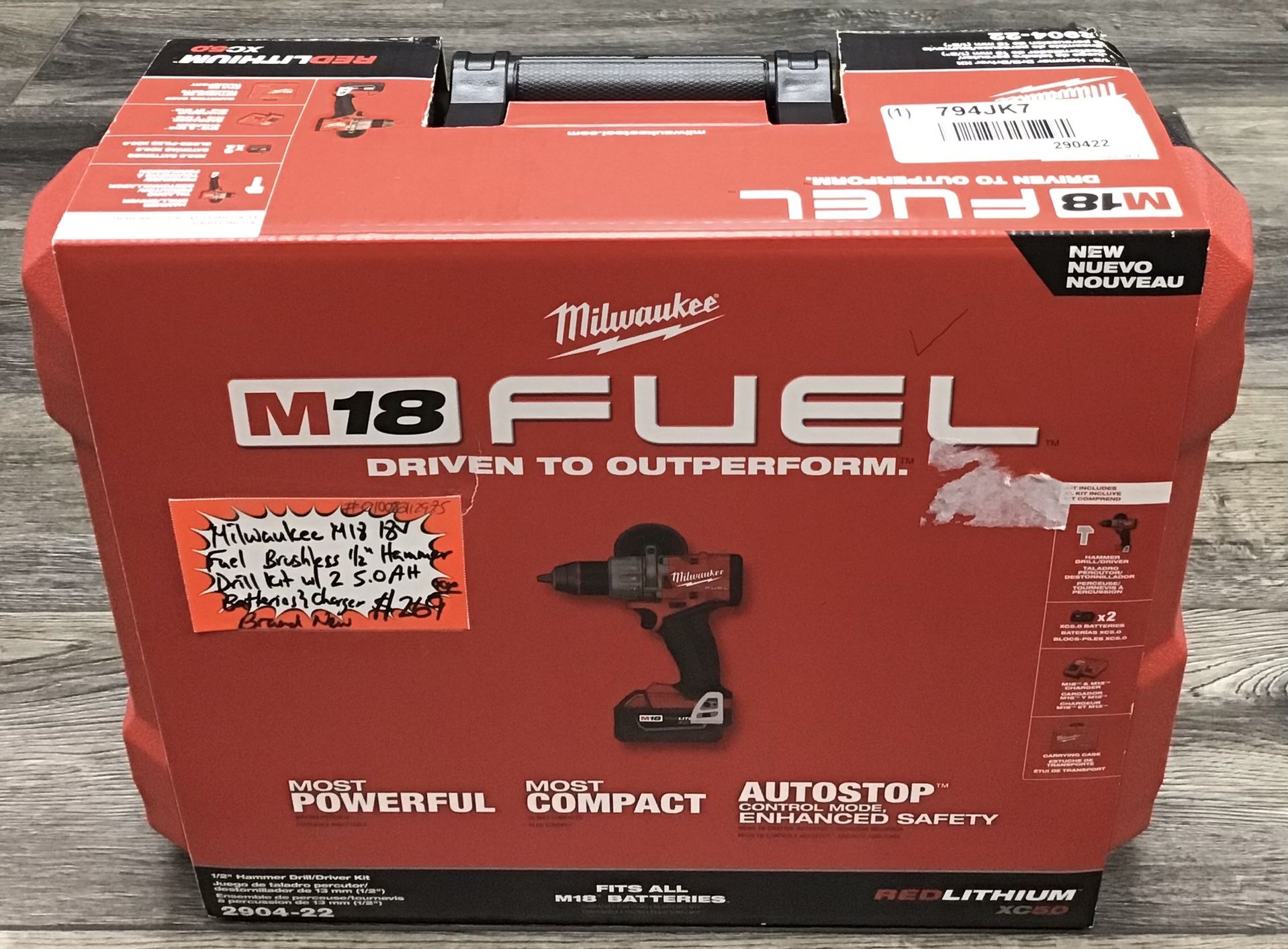 Milwaukee M18 18V Fuel Brushless 1/2” Hammer Kit W/ 2 5.0AH Batteries & Charger Brand New 