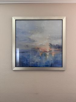 Sunset Painting In Glass Frame / Wall Art