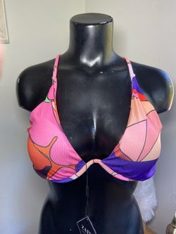 Zaful Bikini Top Push Up Underwire Bra Contemporary Art Size XL, US 12-14 NWT