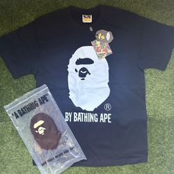 Bape t shirt Black With White Logo Size L