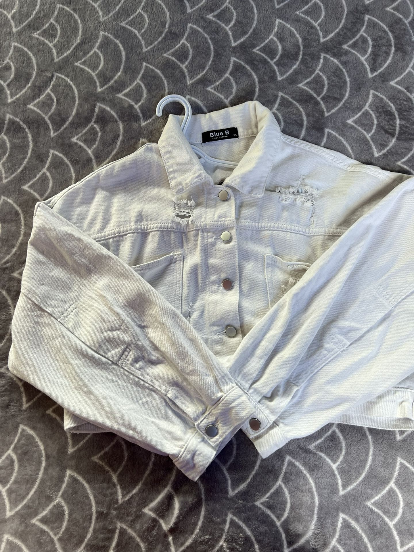 Blue B Women's Cropped Denim Jacket, Fashion Urban Clothing Style, ML Denim Coat