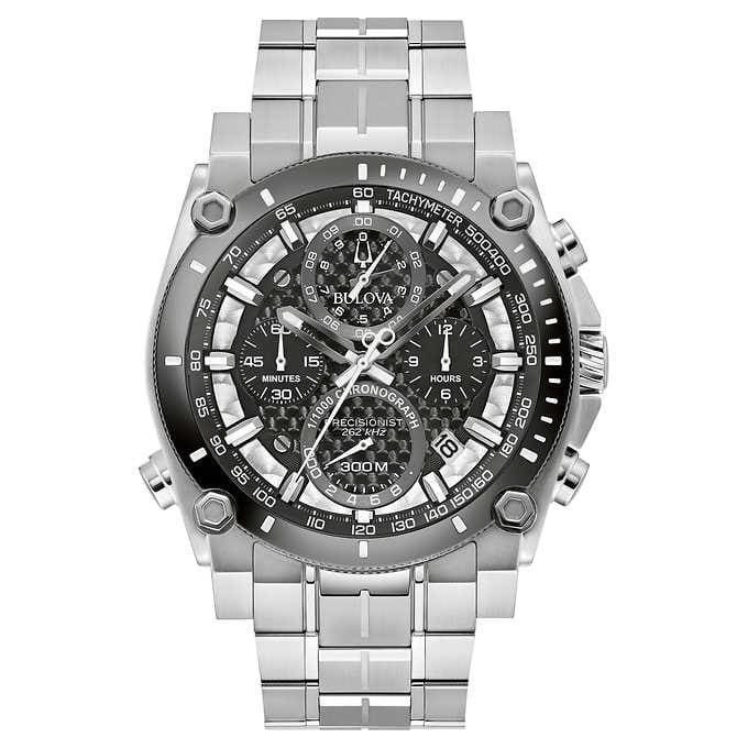 New Bulova Precisionist Chronograph Stainless Steel Quartz Mens Watch Model 98B405 Costco price 549