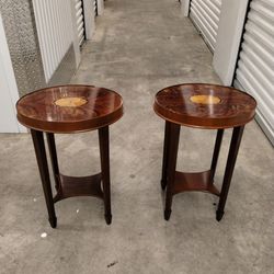 A Pair Of Hekman Furniture Inlaid Mahogany Side TableS

