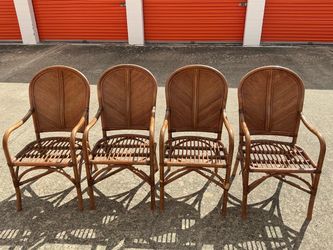 Set of 4 Rattan Arm Chairs