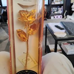 Real Rose Dipped In 24 Karat Gold