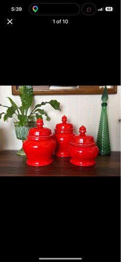 1970’s Red Confetti Glaze Canister Set