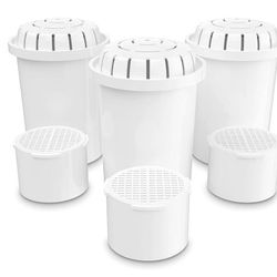 Invigorated Water - 3-Pack Alkaline Water Filter PH001 with 3-Pack PH002 UF Membrane Replacement for Water Filter Pitchers (PH001: 96 Gallons/Filter, 