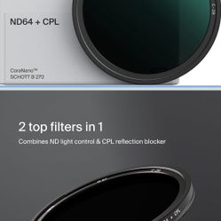 Urth Filtro de lente CPL + ND64 de 3.031 in (Plus+) - Filtro de lente de cámara de 20 capas con revestimiento New Open Box 