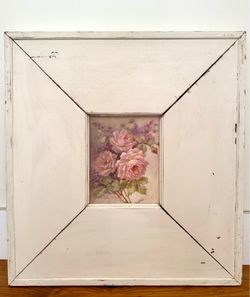 Large Vintage Christie Repasy Roses Giclee Print In Wide Wood Frame! Shabby Chic