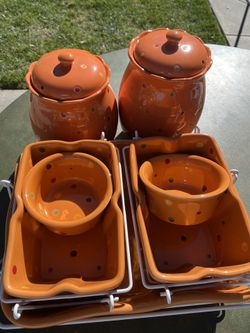 “Temptations” 7 pc Autumn Orange Kitchen Set