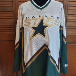 🏒 Dallas Stars (L) Large Green / White Vintage NHL Hockey Jersey 🏒