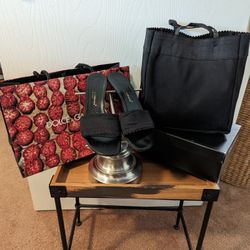  Prada Blk Elastico Girdle Mules with matching Tote Style Bag Sz.9