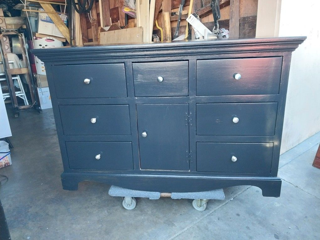 SOLID WOOD LONG BLACK DRESSER