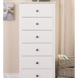 Tall White 6 Drawer Dresser

