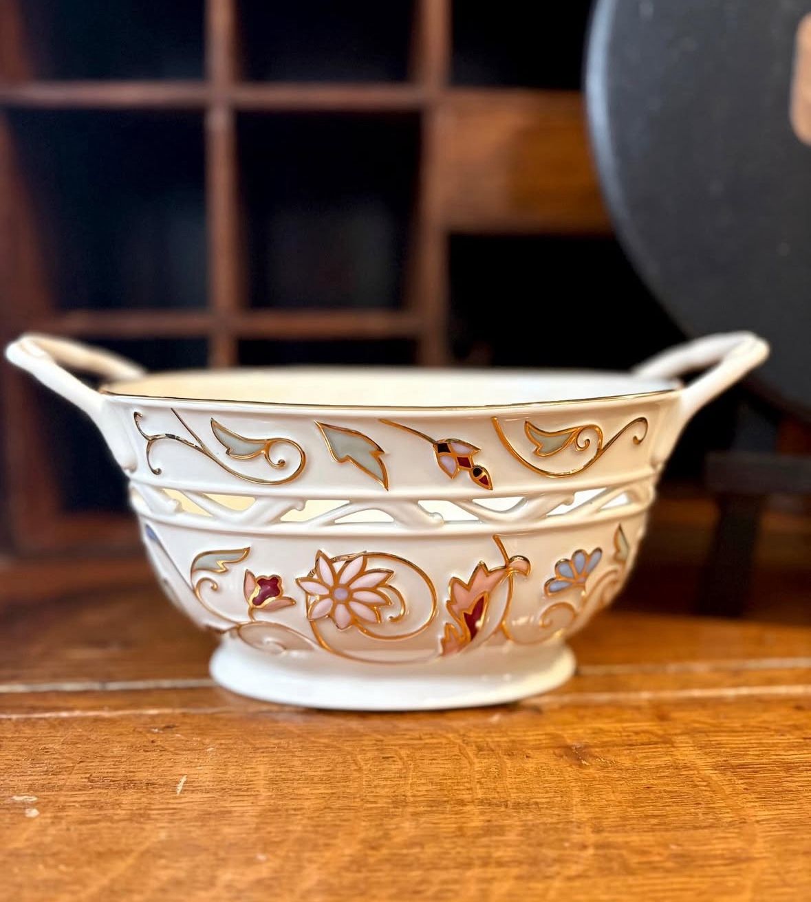 Lenox Gilded Garden Ivory Floral Porcelain Basket