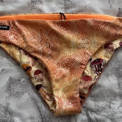 NWOT Oneone Snake Skin Orange Yellow Bikini Bottom, size S 
