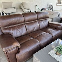 Leather Type Dual Electric Recliner Couch. Built In USB Charging Ports, Great Condition, Non Smoker House  