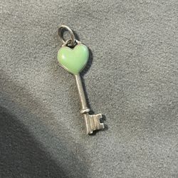 Tiffany & Co, Key Heart Charm. Sterling/Enameled