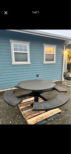 Single Post Hard Coating Assembled Metal Picnic Table