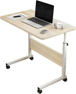 Portable Desk For Laptop With Wheels Mobile Computer Adjustable Movable Stand Bed Sofa Workstation Home Office Studying